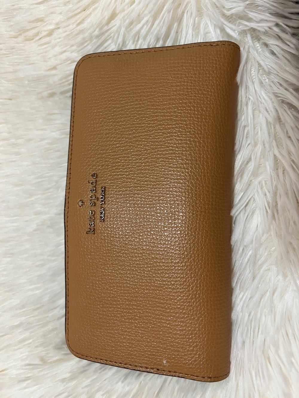 Kate Spade Pebbled Leather Continental Wallet in Camel